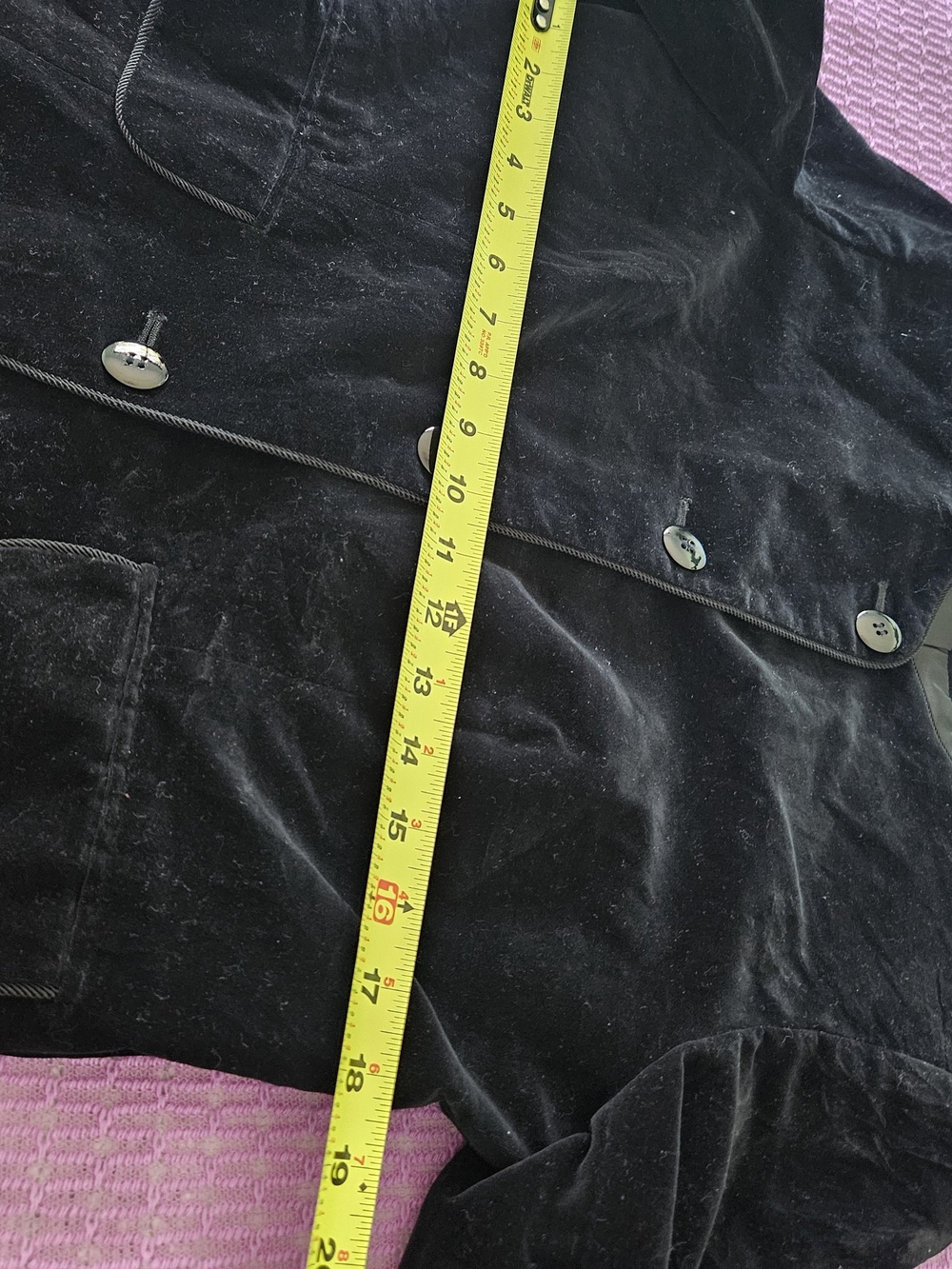 Black Velvet Button-Front Women's Jacket - Picture 5 of 10